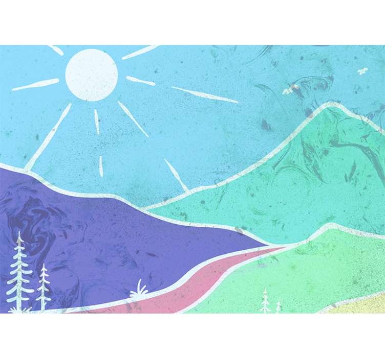 Landscape mural wallpaper mountainous landscape scene - TenStickers