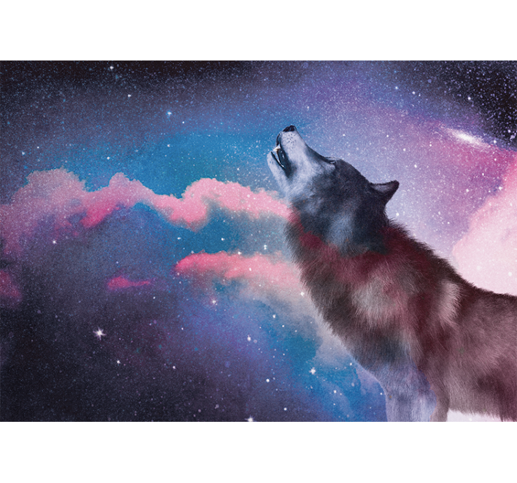 White wolf howling at the stars wall mural - TenStickers