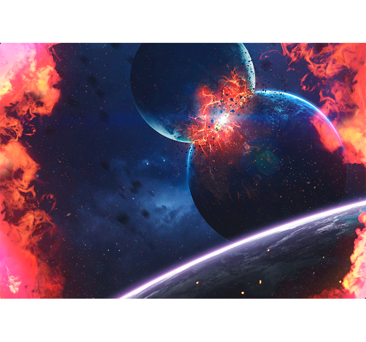 Space mural explosive cosmic collision design - TenStickers
