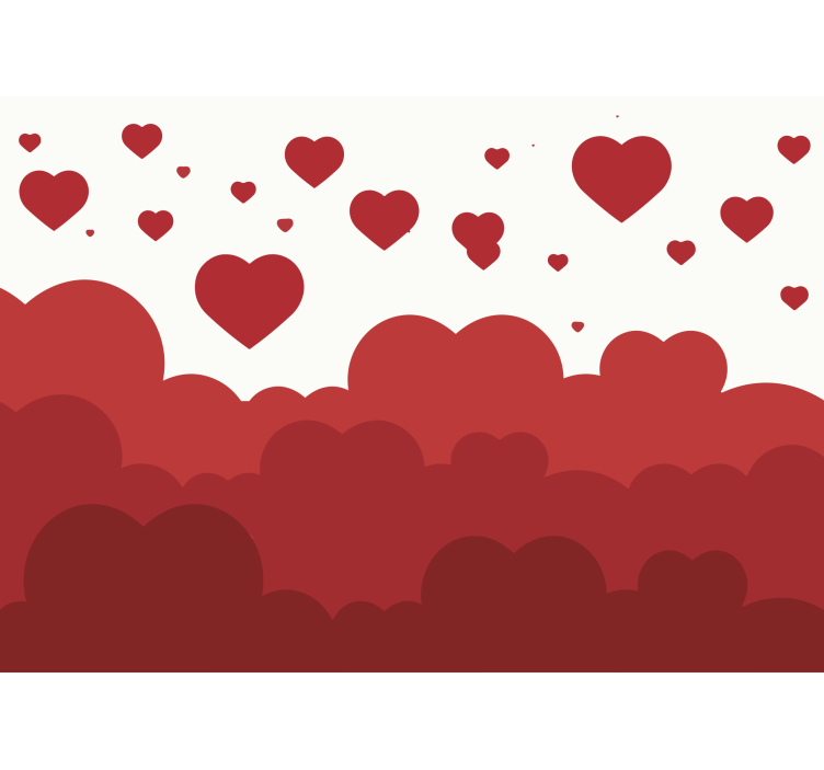 Love wall mural with floating heart clouds - TenStickers