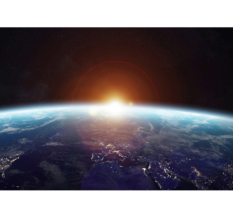 The Sun Rising Behind Earth space wall mural - TenStickers