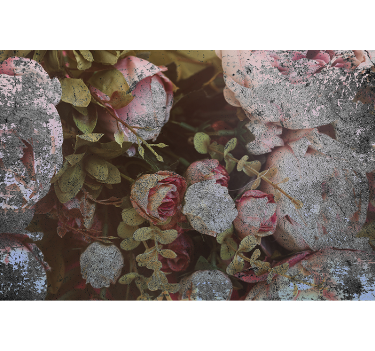 Roses with broken cement effect wall mural - TenStickers