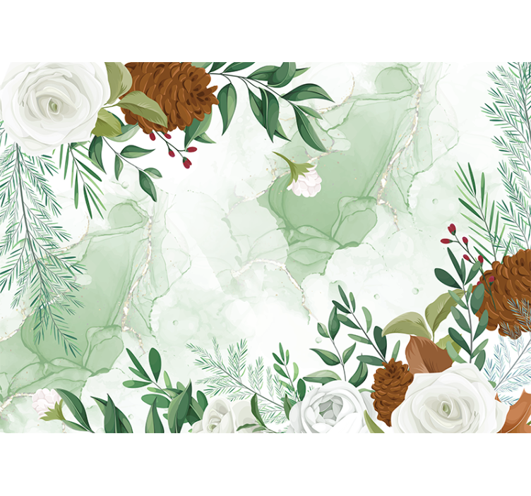 Rustic pattern with roses and other mural - TenStickers