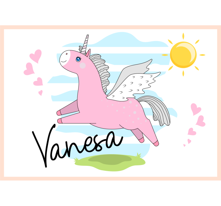 Love wall mural pink unicorn journey - TenStickers