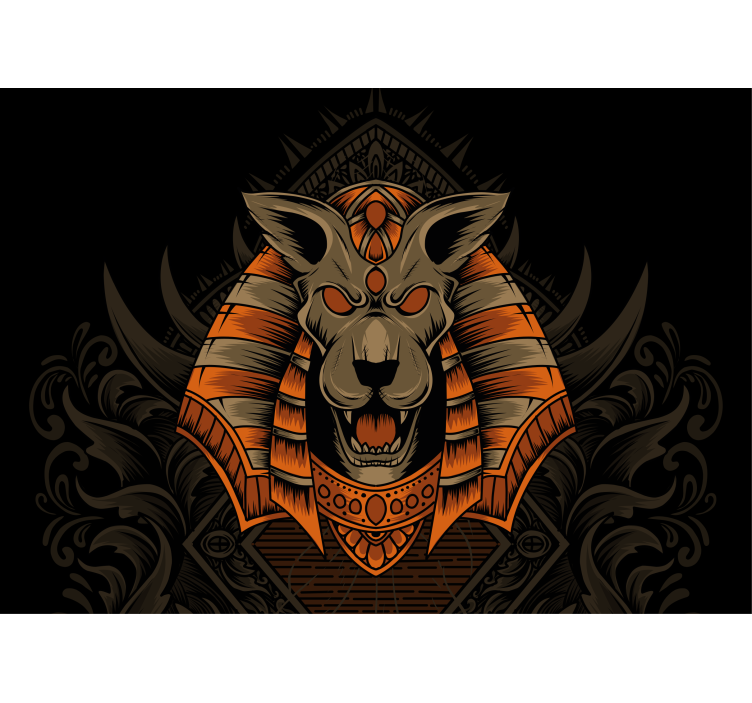 Lion mural fierce egyptian warrior artwork - TenStickers