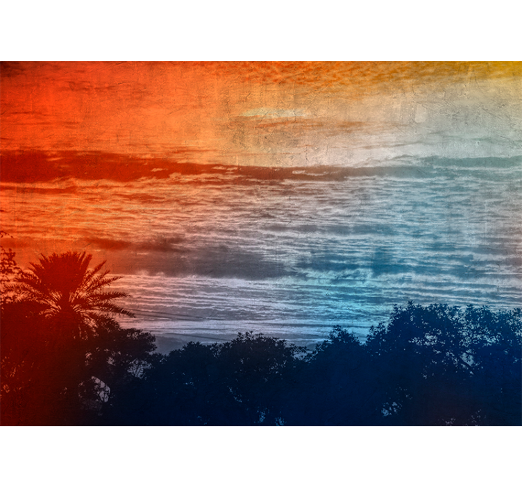 Twilight above the waves landscape mural wallpaper - TenStickers