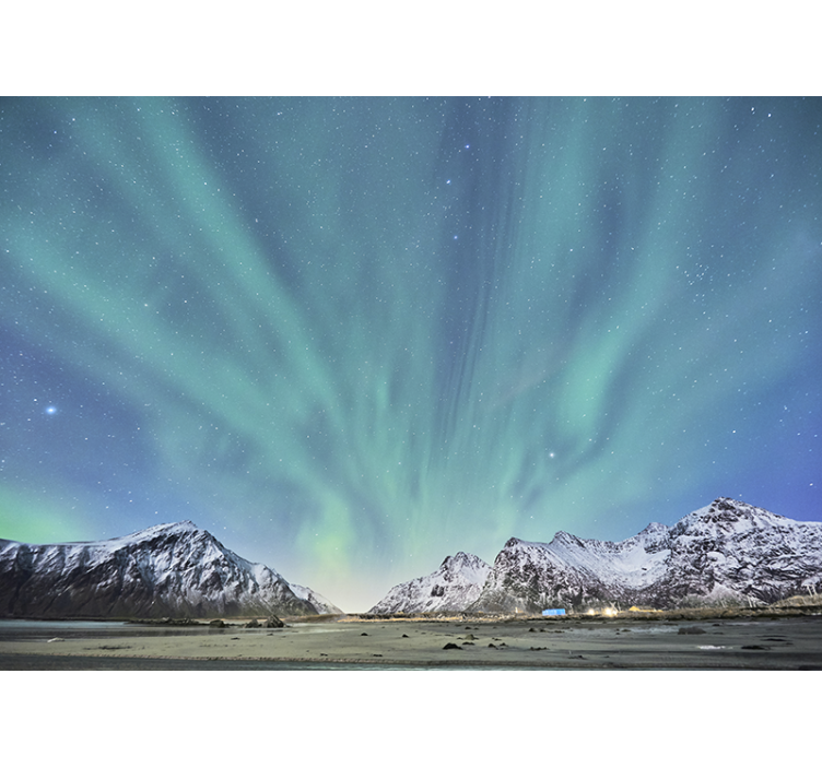 Mountain wall mural northern lights experience - TenStickers