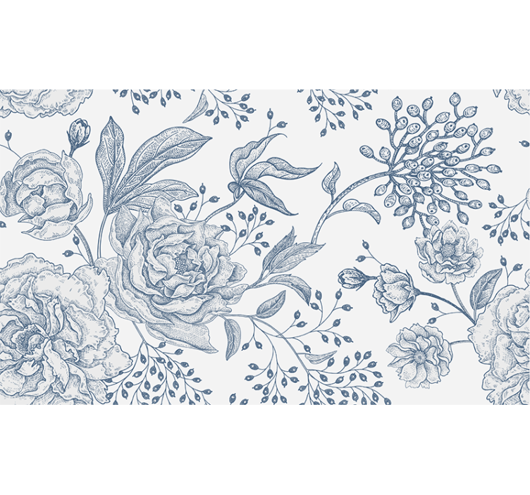 Retro style floral design vintage wall mural - TenStickers