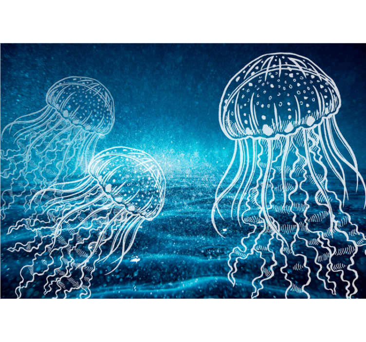 Elegant jellyfish dance bathroom mural - TenStickers