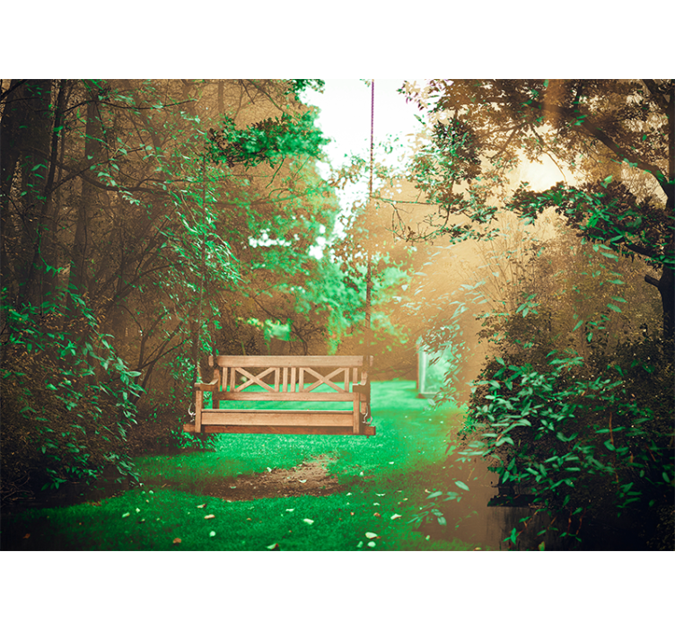 Wooden swing cottage views nature wall mural - TenStickers