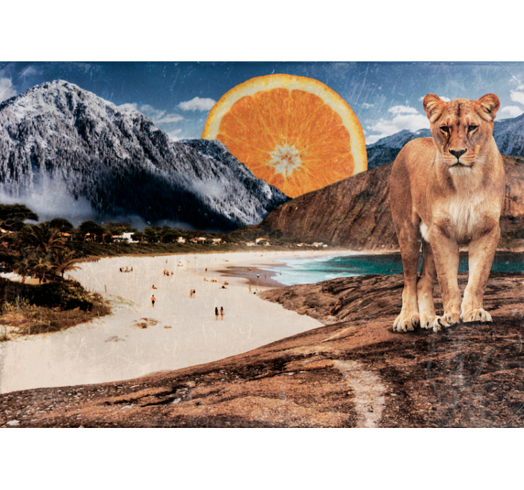 Surreal landscape lion wall mural - TenStickers