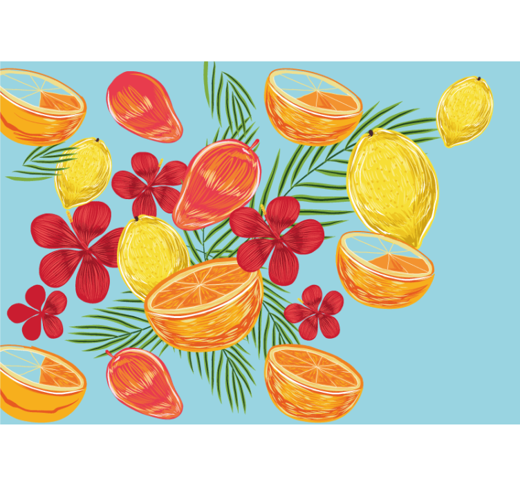 Pastel lemons fruits design Kitchen Wall Mural - TenStickers