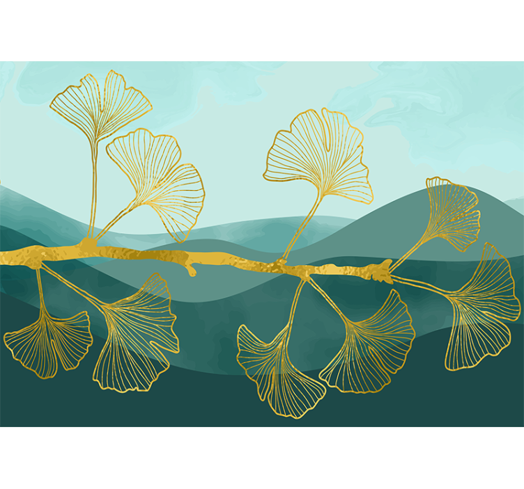 Flower mural ginkgo leaf design - TenStickers