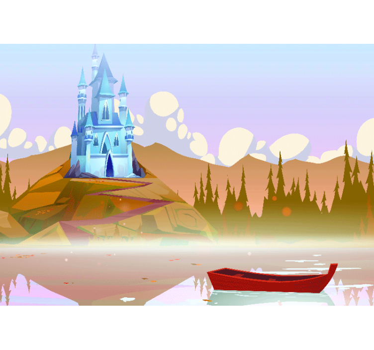Fantasy wall mural castle reflection scene - TenStickers