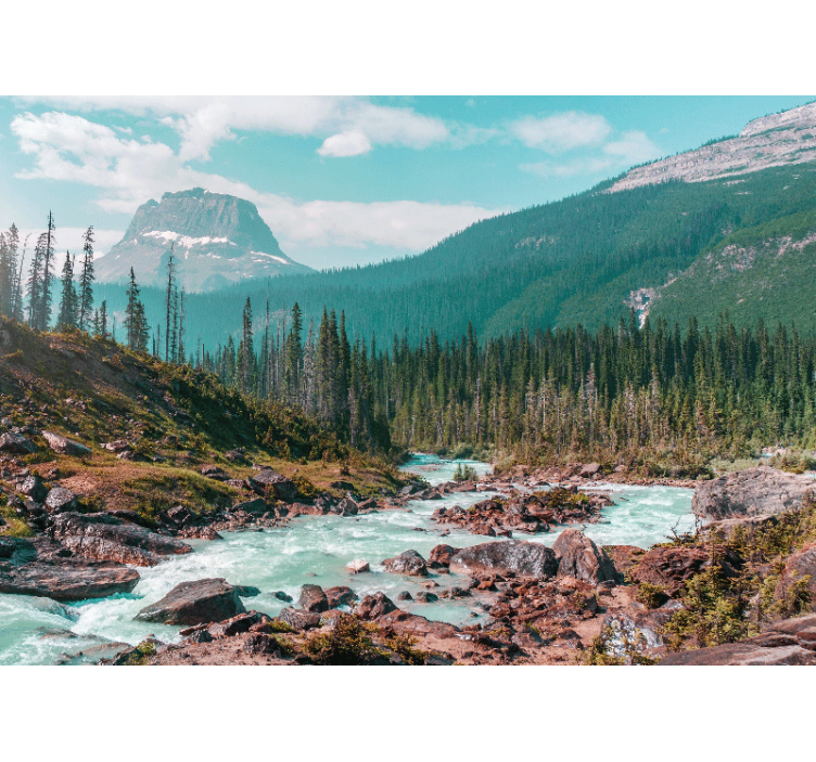 Landscape mural wallpaper verdant mountain stream - TenStickers