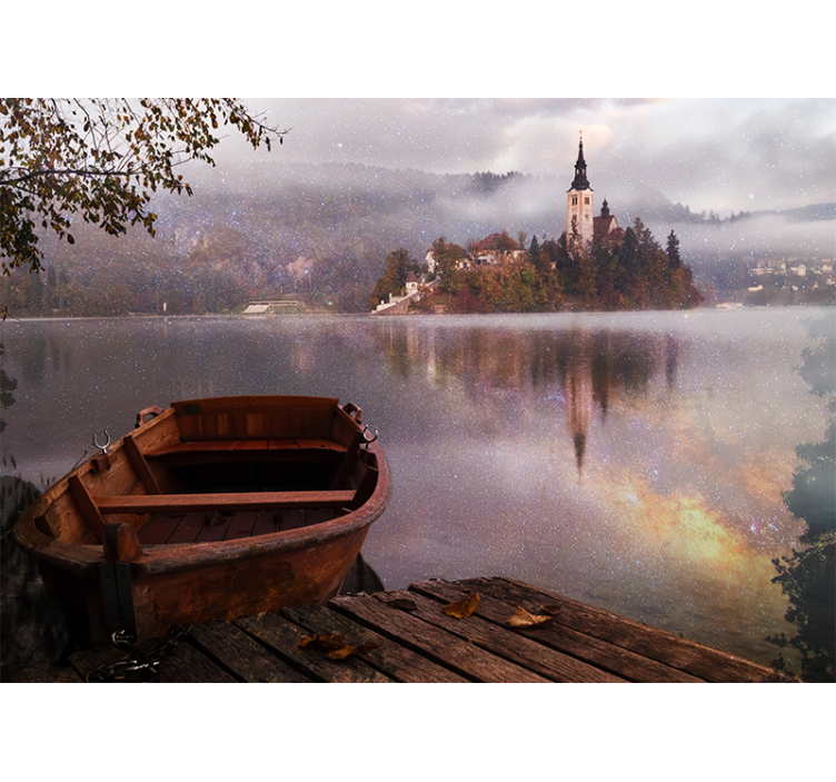 Landscape mural wallpaper tranquil lake view - TenStickers
