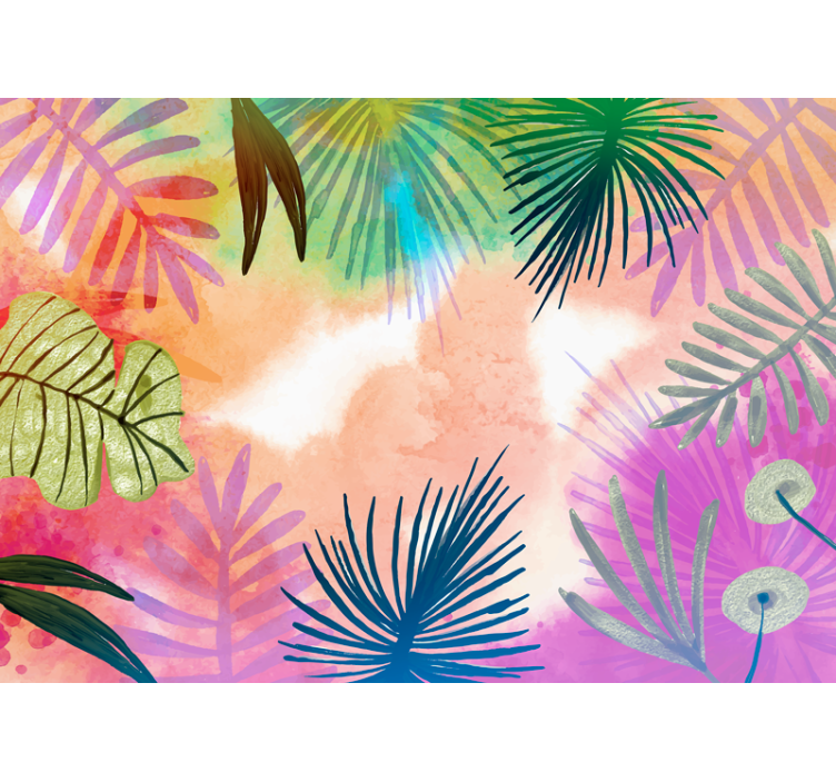 Colorful tropical leaves nature wall mural - TenStickers