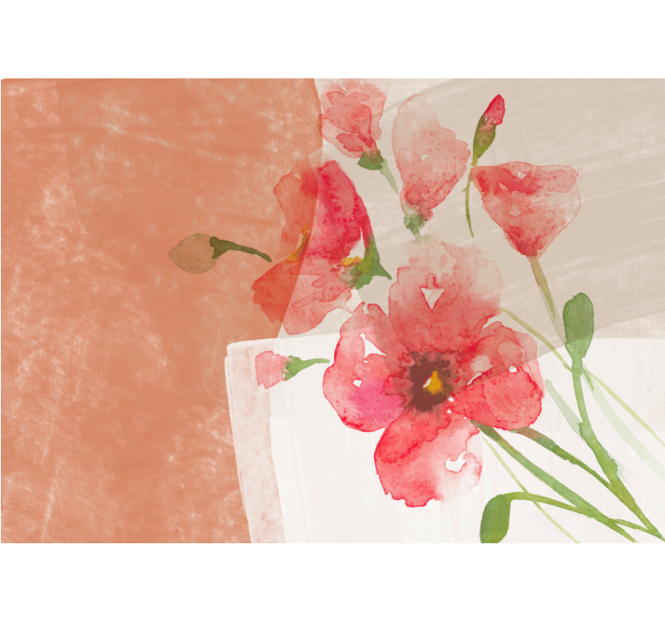 Flower mural floral watercolor artwork - TenStickers