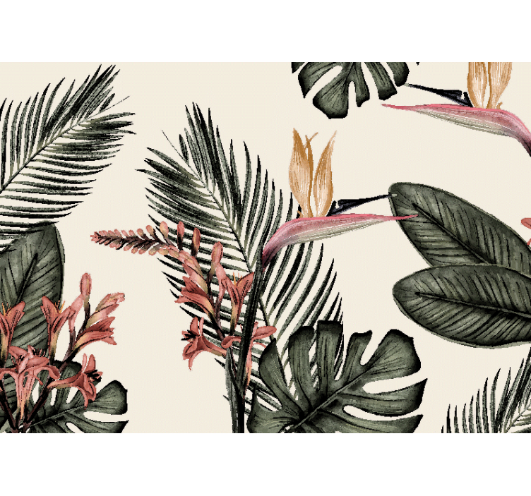 Tropical Charcoal living room wall mural - TenStickers