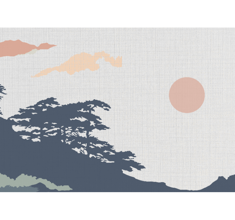 Japandi white artistic forest wall mural - TenStickers