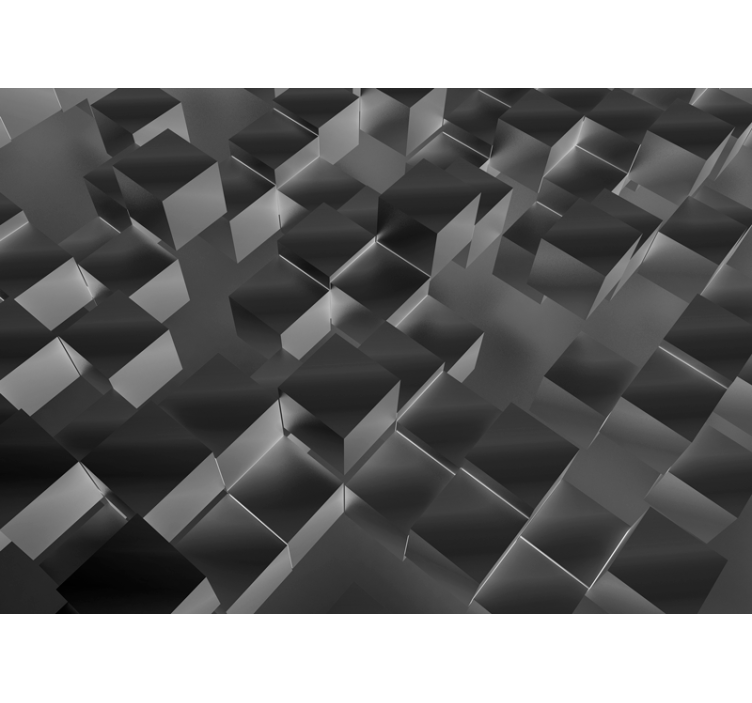 3D Matte Black Tiles Pattern Wall Mural - TenStickers