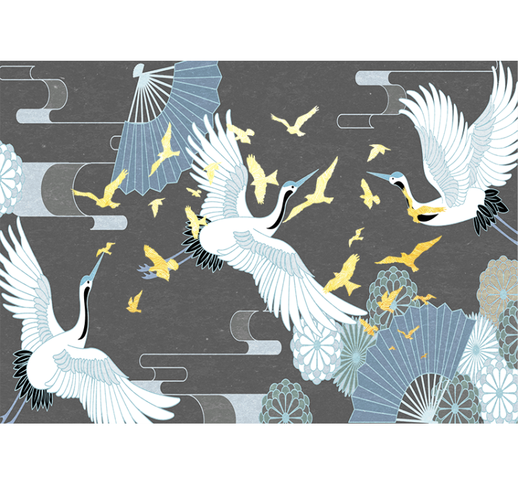 Animal wall mural graceful flying cranes - TenStickers
