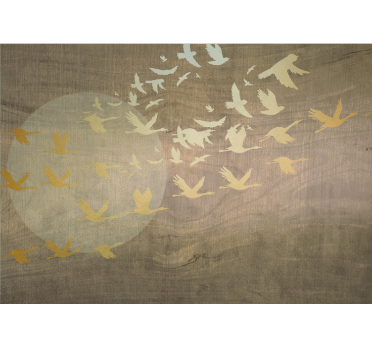 Golden oriental sun with birds Wall Murals - TenStickers