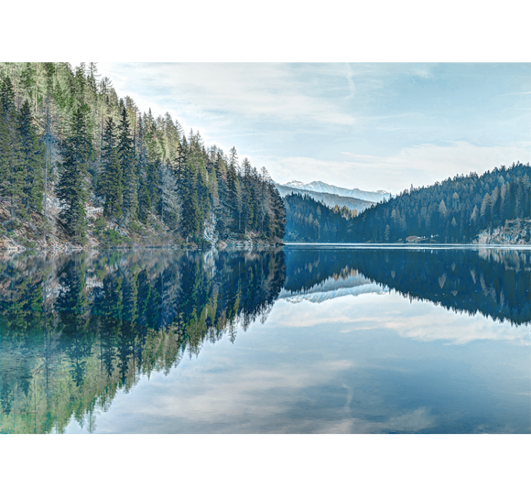 Landscape mural wallpaper serene mountain reflection - TenStickers