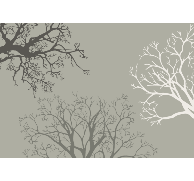Solid color trees with grey modern wall mural - TenStickers