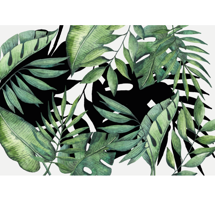 Green palm tree leaves living room wall mural - TenStickers