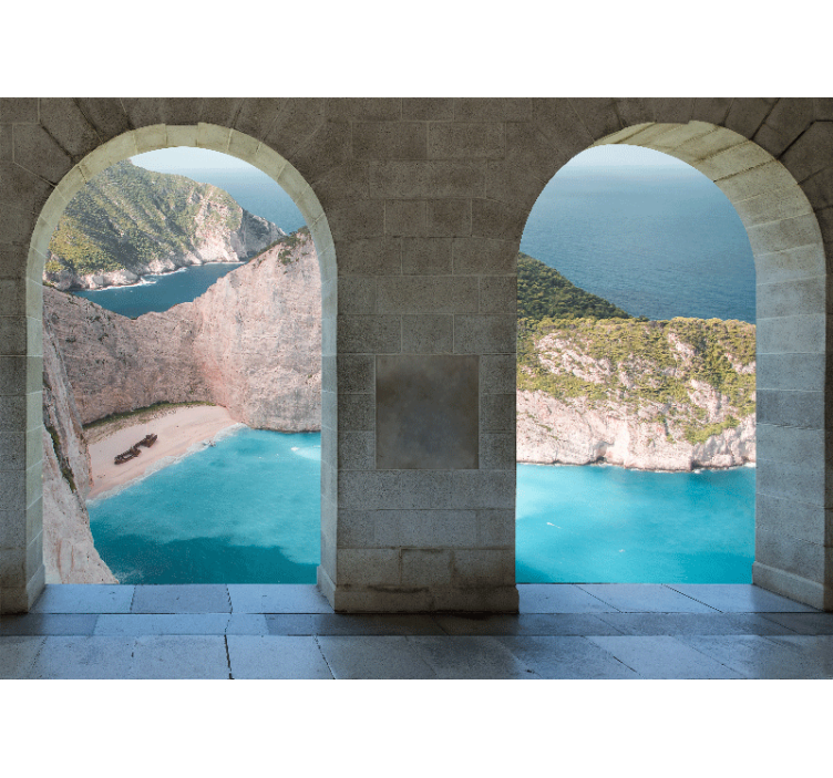 Landscape mural wallpaper coastal view arch - TenStickers
