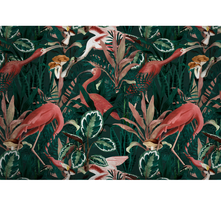 Flamingos in Foliage animal wall mural - TenStickers