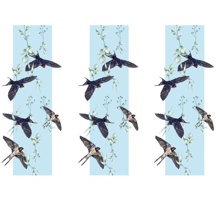 Animal wall mural swallows and greenery - TenStickers