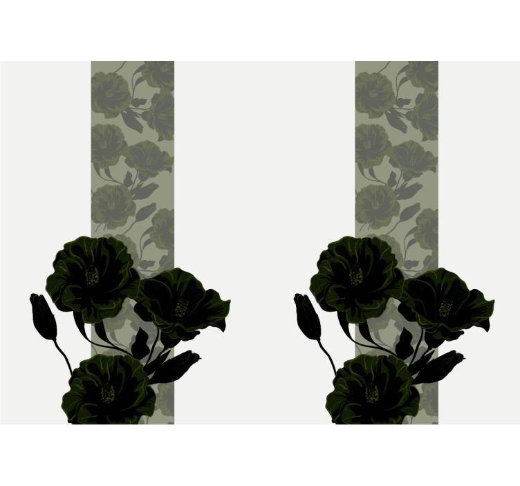 Flower mural elegant black flowers design - TenStickers