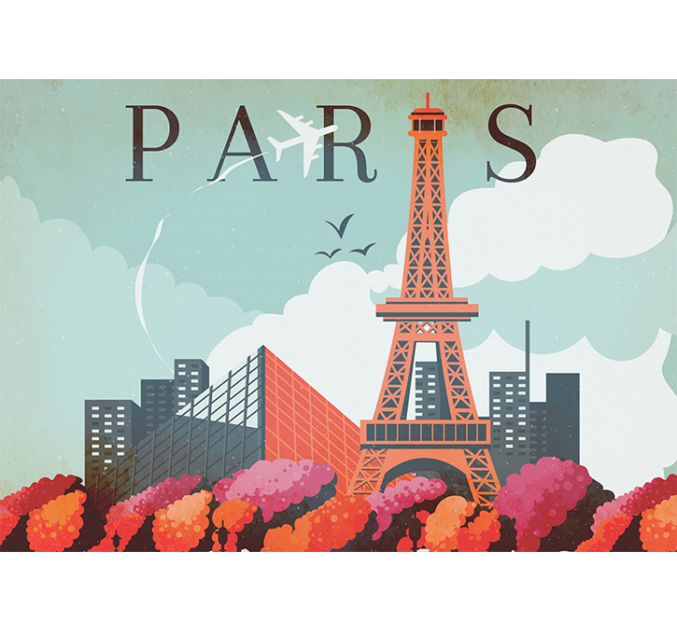 Colorful city illustration paris wall mural - TenStickers