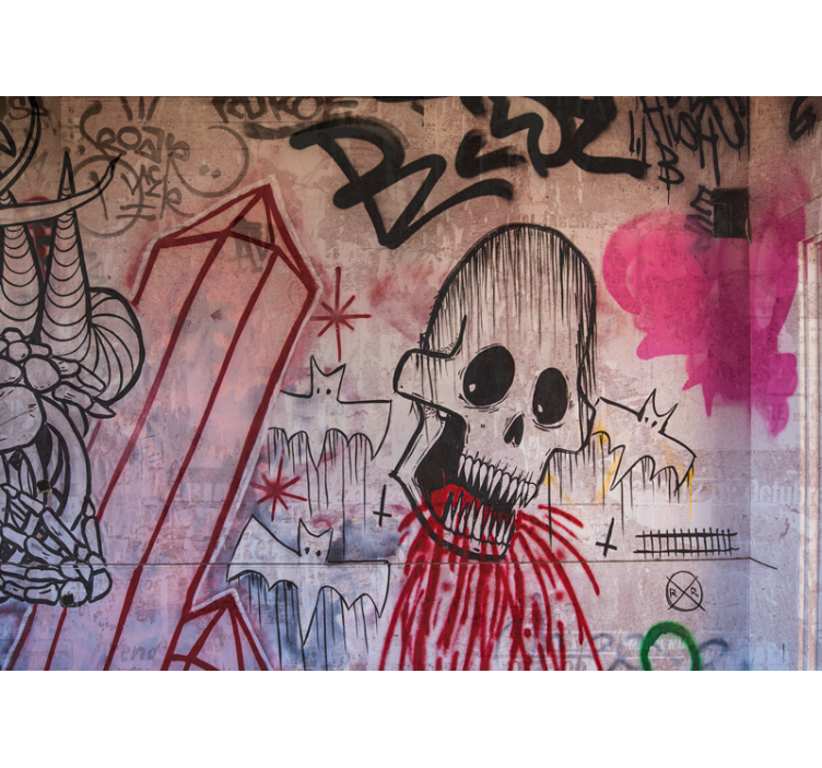 Graffiti wall mural skull and bats design - TenStickers