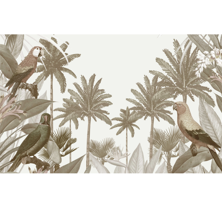 vintage tropical fauna jungle wall mural - TenStickers
