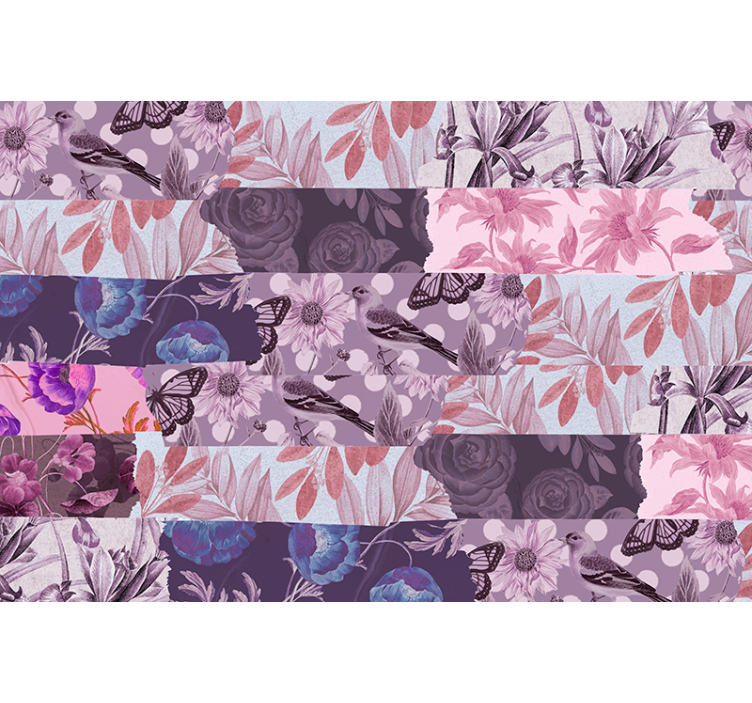Floral collage mural wallpaper - TenStickers