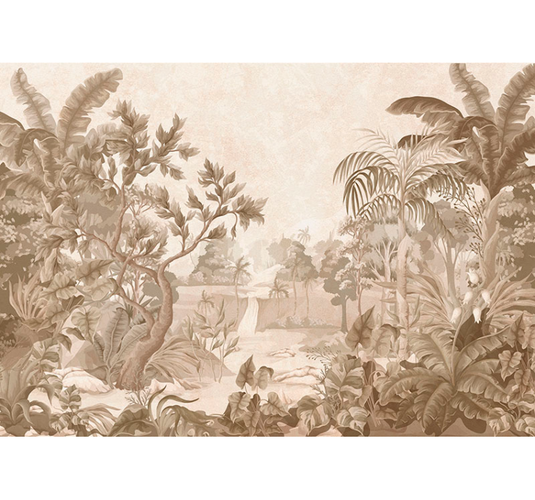 views of a tropical jungle panoramic mural - TenStickers