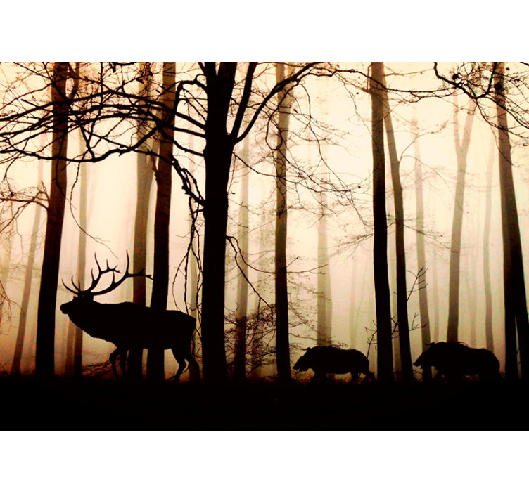 Silhouetted Forest Fauna nature wall mural - TenStickers