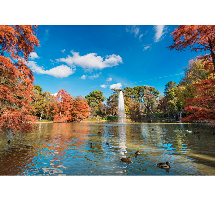 Autumn Lake Scene lake wall mural - TenStickers