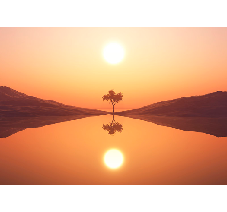 Serene Lake Sunrise landscape mural wallpaper - TenStickers