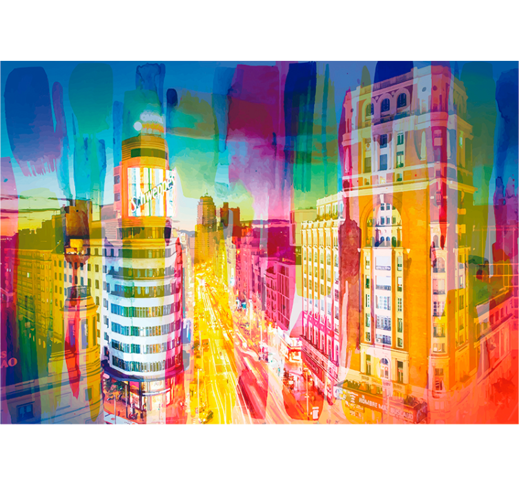 Urban Chromatic Streetscape madrid wall mural - TenStickers