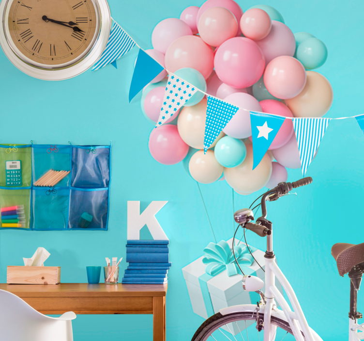 3d balloons and present box Kids wall Murals - TenStickers