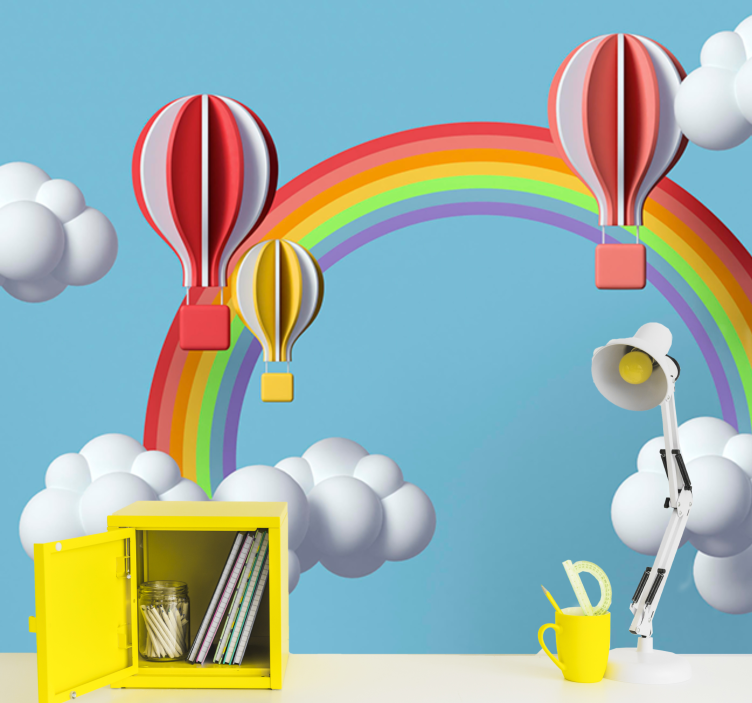 3d clouds and hot air balloons Kids wall Murals - TenStickers