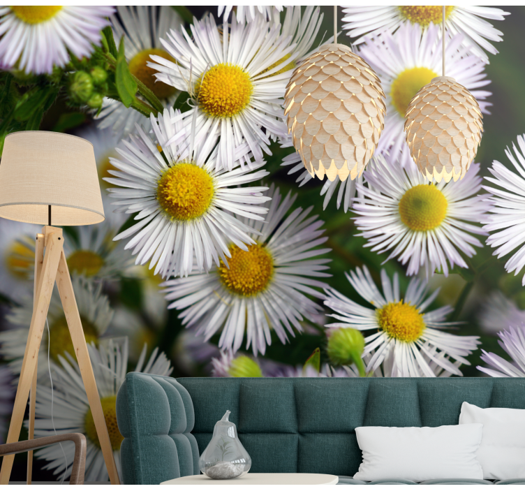 3D daisy flowers pattern wall mural - TenStickers