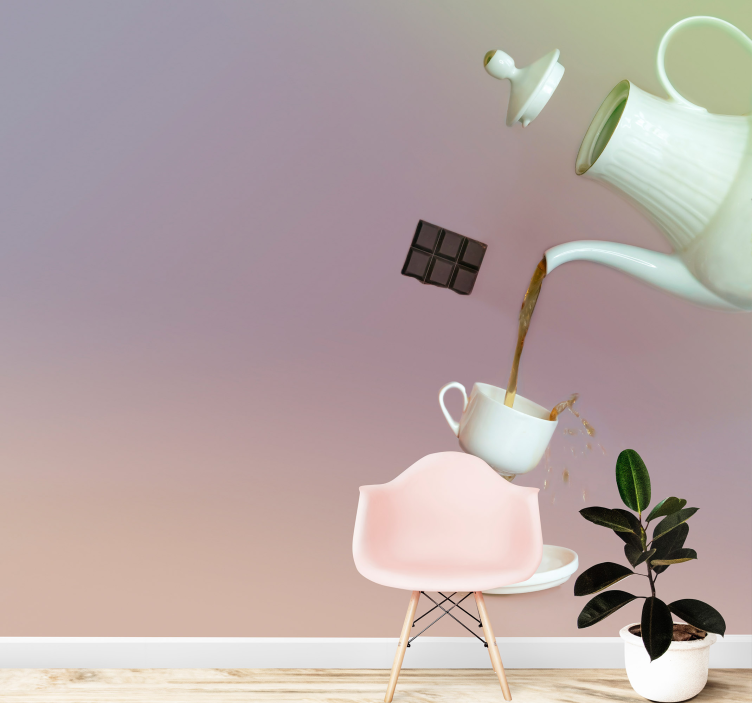 3d effect flying bowls Wall Mural - TenStickers