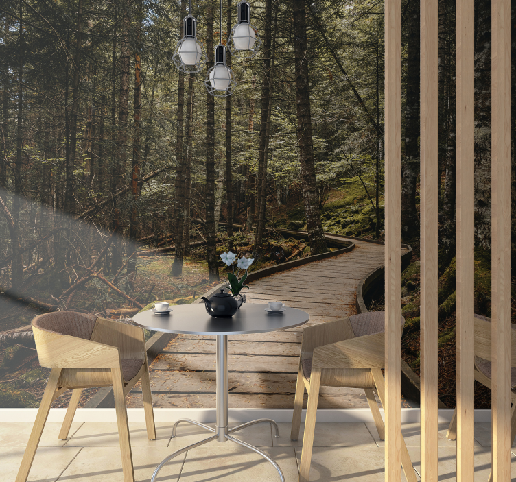 3D trail through forest landscape wall mural - TenStickers