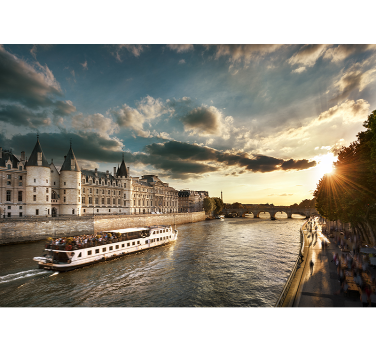 Paris River Scene paris wall mural - TenStickers