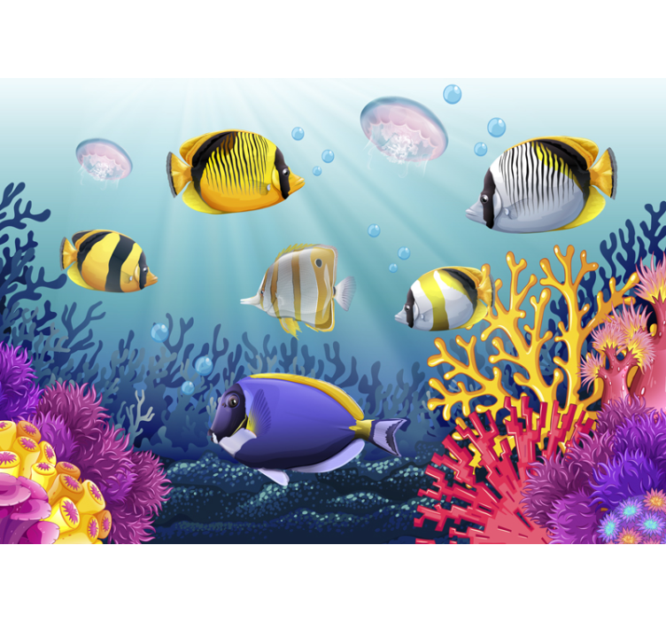 Animal wall mural of colorful underwater fish - TenStickers